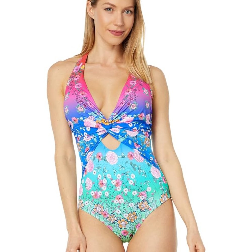 NWT Johnny Was 3J Workshop Biya JWLA Twist Keyhole One Piece Swim Suit XL